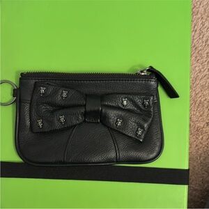 Betsey Johnson Black Wristlet with Bow and Silver Accents